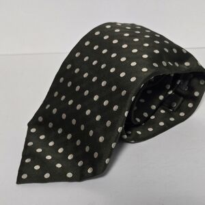 Banana Republic Green and White Poka Dot 💯 Silk Tie